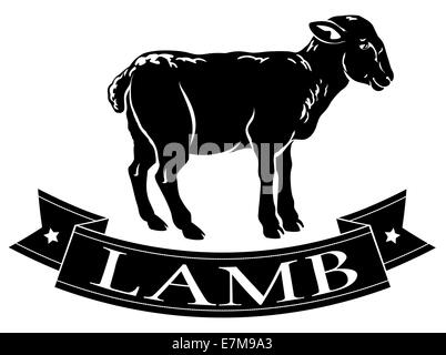 Lamm essen Symbol ein Lamm und Banner Lesung Lamm Stockfoto