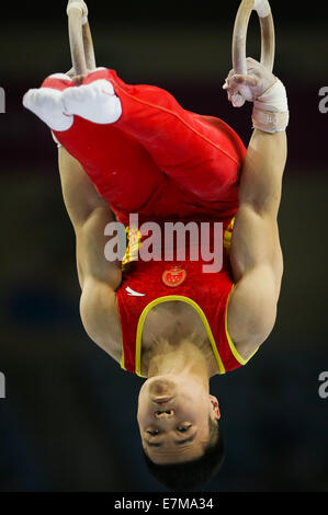 Incheon, Südkorea. 21. Sep, 2014. Liao, Junlin von China konkurriert in den Ringen des Männer Gymnastik künstlerisches Ereignis bei den 17. Asian Games in Incheon, Südkorea, 21. September 2014. Bildnachweis: Zheng Huansong/Xinhua/Alamy Live-Nachrichten Stockfoto