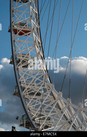 Details des London Eye mit tiefblauem Himmel Stockfoto