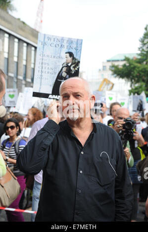 London, UK, UK. 21. Sep, 2014. Peter Gabriel besucht Fototermin für die "Volkspartei Klima Marsch", unterstützt durch die Klima-Koalition in die Führung bis zu dem UN-Klimagipfel in New York am 23. September bei 2 Tempel. Bildnachweis: Ferdaus Shamim/ZUMA Draht/Alamy Live-Nachrichten Stockfoto