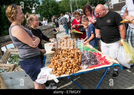 Markt und Messe beliebt bei Punskas, Suwalskie Region, Litauer, Polen Stockfoto