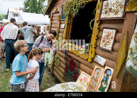 Markt und Messe beliebt bei Punskas, Suwalskie Region, Litauer, Polen Stockfoto