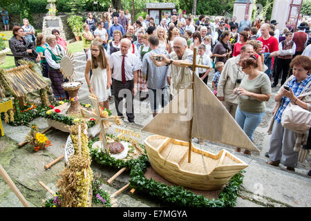 Litauer feiern religiöses fest, Punskas, Suwalskie Region, Polen Stockfoto