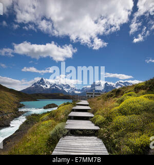 Explora Hotel in Torres del Paine Nationalpark, Patagonien, Chile. Stockfoto