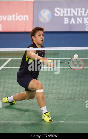 Incheon, Südkorea. 21. Sep, 2014. Kenichi Tago (JPN) Badminton: Herren Team Runde 2 am Gyeyang Gymnasium während der 2014 Incheon asiatische Spiele in Incheon, Südkorea. © AFLO SPORT/Alamy Live-Nachrichten Stockfoto