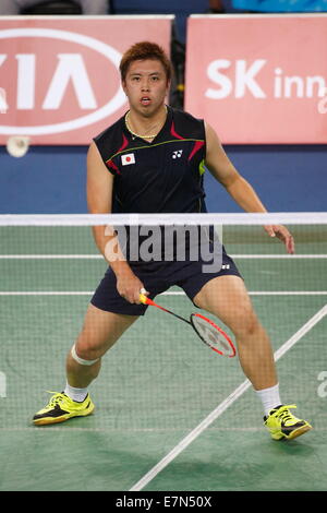 Incheon, Südkorea. 21. Sep, 2014. Kenichi Tago (JPN) Badminton: Herren Team Runde 2 am Gyeyang Gymnasium während der 2014 Incheon asiatische Spiele in Incheon, Südkorea. © AFLO SPORT/Alamy Live-Nachrichten Stockfoto