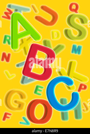 Illustration bunte Alphabet Letters – ABC Learning for Kids für frühkindliche Erziehung, Lernen von Kindern und Aktivitäten im Vorschulalter Stockfoto