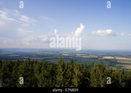 Novohradske Gebirge, Blick vom Aussichtsturm Kuh Berg, Kravi Hora, Kuhberg, in der Nähe von Hojna Voda Dorf, Region Ceske Budejovice, Tschechische Republik, 7. September 2014. (CTK Foto/Libor Sojka) Stockfoto