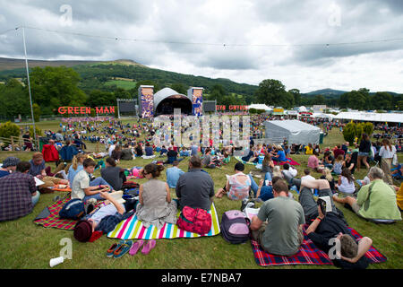 Gesamtansicht auf grüner Mann Festival in Glanusk Park, Brecon Wales. Stockfoto