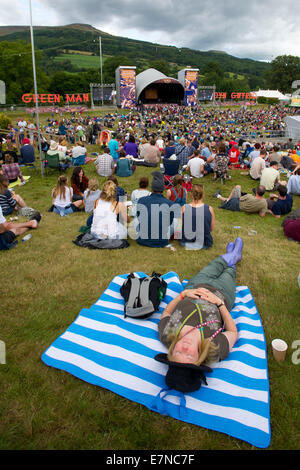 Gesamtansicht auf grüner Mann Festival in Glanusk Park, Brecon Wales. Stockfoto