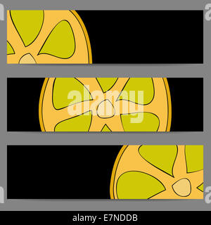Reihe von Bannern mit Doodle Zitrone Stockfoto