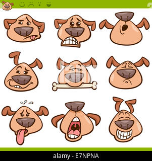 Cartoon-Illustration der lustige Hunde, die mit dem Ausdruck ihrer Gefühle oder Emoticons Set Stockfoto