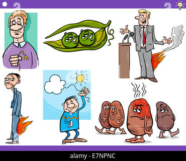 Abbildung Reihe von humorvollen Cartoon Konzepte oder Ideen und Metaphern mit lustigen Figuren Stockfoto