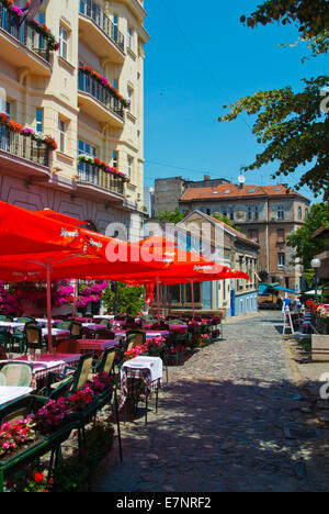 Skadarlija, Skadar Straße, ehemalige Böhmische Viertel, Belgrad, Serbien, Südosteuropa Stockfoto