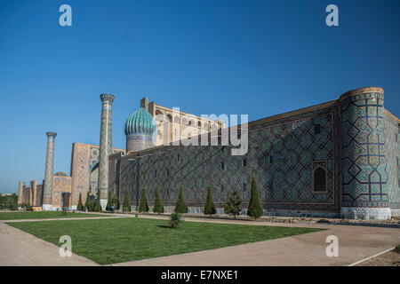 Welterbe, Amir Timur, Mausoleum, Registan, Samarkand, Stadt, Usbekistan, Zentralasien, Asien, Architektur, blau, bunt, Stockfoto