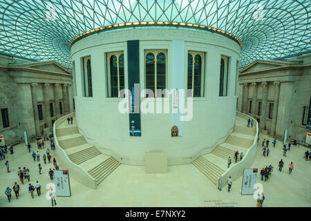 Britisch, British Museum, London, England, UK, Architektur, Kunst, groß, Decke, Säulen, bedeckt, Kultur, Halle, Geschichte, Museum, Stockfoto