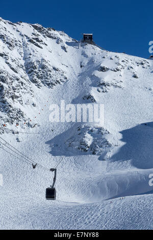 Mont-Fort, Seilbahn, Seilbahn, Mont-Fort, Verbier, Winter, Kanton, VS, Wallis, Berg, Berge, Bergstraße, Ski, Skii Stockfoto