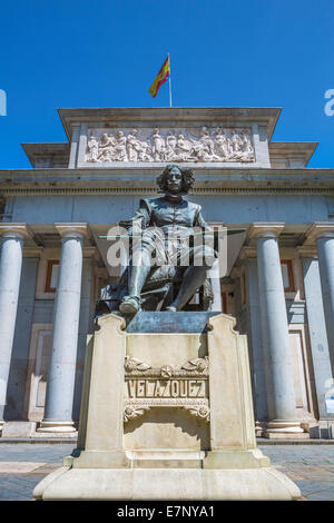 Stadt, El Prado, Eingang, Madrid, Spanien, Europa, Velazquez, Künstler, berühmte, Denkmal, Museum, Maler, Prado, Stockfoto