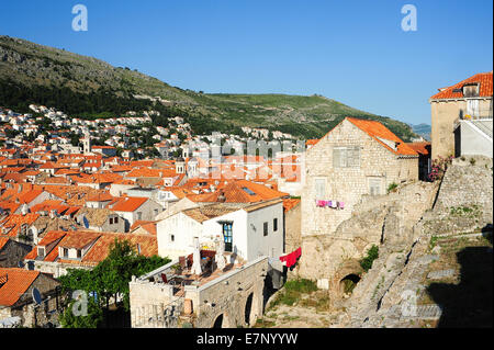 Burg, Adria, antike, Architektur, helle, Stadt, Stadtbild, Küste, Küste, Balkan, Europa, Dalmatien, Kroatien, Dubrovni Stockfoto