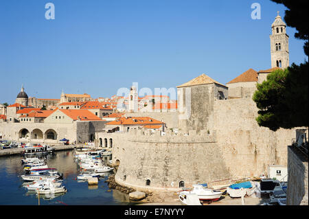 Burg, Adria, antike, Architektur, helle, Stadt, Stadtbild, Küste, Küste, Balkan, Europa, Dalmatien, Kroatien, Dubrovni Stockfoto