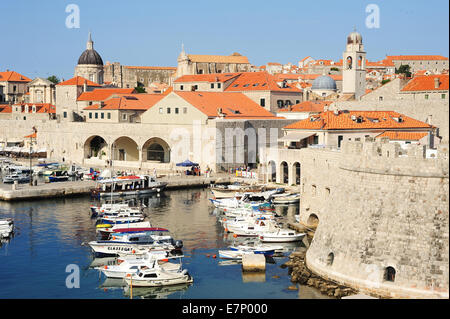 Burg, Adria, antike, Architektur, helle, Stadt, Stadtbild, Küste, Küste, Balkan, Europa, Dalmatien, Kroatien, Dubrovni Stockfoto