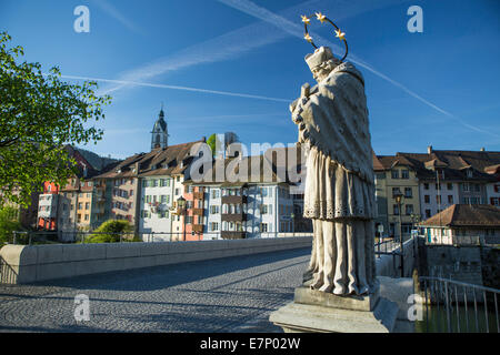 Rhein, Laufenburg, Rhein, Frühling, Fluss, Fluss, Körper von Wasser, Wasser, Stadt, Stadt, Kanton, AG, Aargau, Schweiz, Europa, Stockfoto