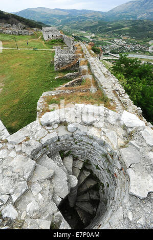 Burg, Albanien, Albanisch, Architektur, Balkan, Berat, Berati, Gebäude, byzantinische Zitadelle, Stadt, Kultur, Europa, europäisch, Stockfoto