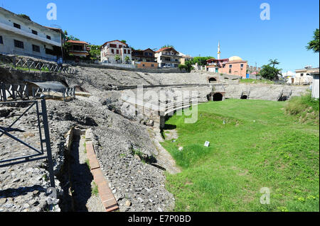 Albanien, Albanisch, Amphitheater, Architektur, Attraktion, Balkan, Berat, Kirche, Stadt, Kultur, Durazzo, Durres, Europa, Europ Stockfoto