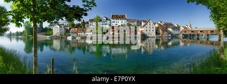 Rhein, Diessenhofen, Brücke, Fluss, Fluss, Körper von Wasser, Wasser, Stadt, Stadt, Kanton, TG, Thurgau, Schweiz, Europa, Stockfoto