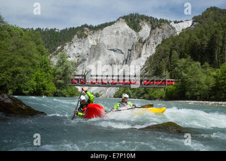 Rhein Schlucht, Wasser sport, RHB, Versam, GR, Fluss, Fluss, Körper des Wassers, Wasser, Schlucht, Kanton Graubünden, Graubünden, Rhein, GR, Vor Stockfoto