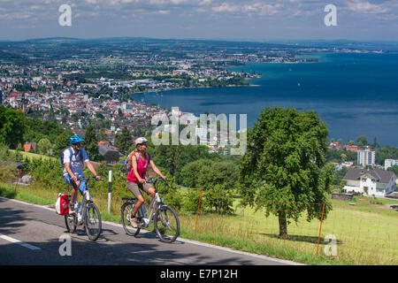 Bodensee, Biker, Bodensee, Rorschach, Herzroute, Fahrrad, Fahrräder, Radfahren, Fahrrad, SG, Kanton St. Gallen, Stockfoto