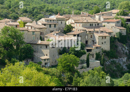 Europa, Frankreich, Provence, Alpes-de-Haute-Provence, Abteilung, Oppedette, Dorf, Stadt, Immobilien Stockfoto