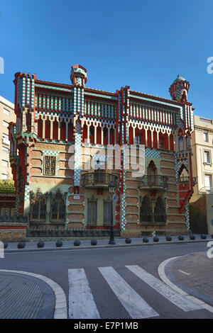 Gebäude, Gaudi, Vicens, Casa Vicens, Architektur, Reisen Barcelona, Katalonien, Spanien, Europa, Tourismus, Stockfoto