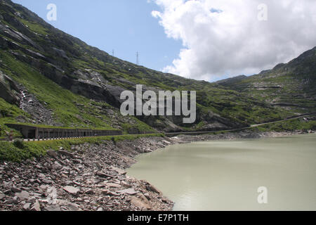 Schweiz, Europa, Berner Oberland, Grimselpass, Grimsel, Stausee, See, Galerie, LVS-Schutz, Grimselsee, Hütte Stockfoto