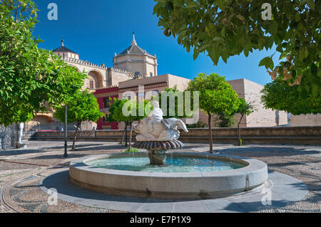 Brunnen im Plaza del Triumfo Cordoba Andalusien Spanien Stockfoto