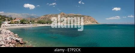 Europa, Griechenland, Griechisch, Kreta, Mittelmeer, Insel, Küste, Meer, Agia Galini, Strand, Panorama Stockfoto