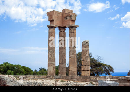 Akropolis Rhodos, Ruinen des antiken Tempels Stockfoto