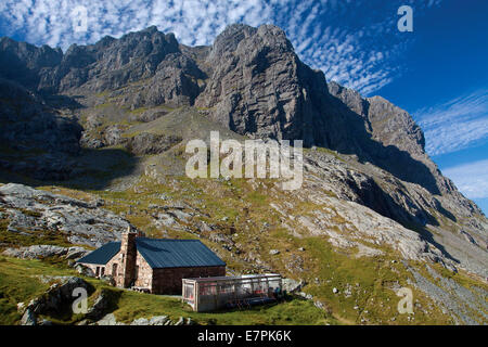 Ben Nevis-Nordwand und Charles Inglis Clark Memorial Hütte (CIC Hütte), Lochaber Stockfoto