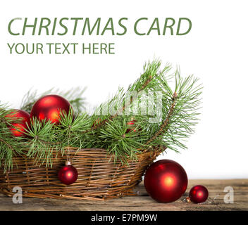 Weihnachten rot Zusammensetzung auf hölzernen Hintergrund Neujahr Stockfoto