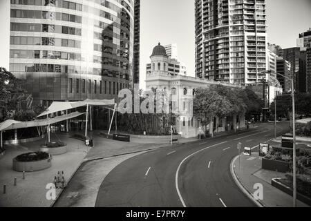 Ein Blick auf den Brisbane Polo Club von Eagle Street. Stockfoto