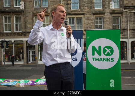 Anti-schottische Unabhängigkeit Kämpferin Jim Murphy MP anlässlich einer Nein danke-Veranstaltung in Edinburgh. Stockfoto