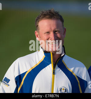 Gleneagles, Auchterarder, Perthshire, Schottland. 23. Sep, 2014. Der Rydercup. Jamie Donaldson (EUR) während der Team-Foto-Shooting. Bildnachweis: Aktion Plus Sport/Alamy Live-Nachrichten Stockfoto