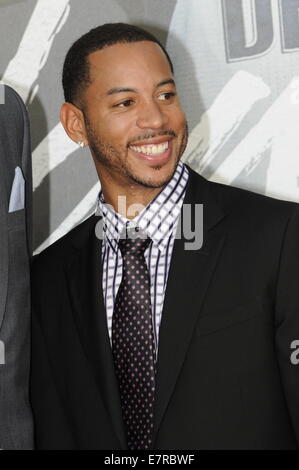 Köln, Deutschland. 16. Sep, 2014. Dallas Mavericks Spieler Devin Harris kommt für die Weltpremiere des Films "Nowitzki - The Perfect Shot" in Köln, 16. September 2014. Foto: Horst Galuschka/Dpa - NO-Draht-SERVICE-/ Dpa/Alamy Live News Stockfoto