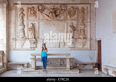 Relief in der Stadt Loggia, Trogir, Dalmatien, Kroatien Stockfoto