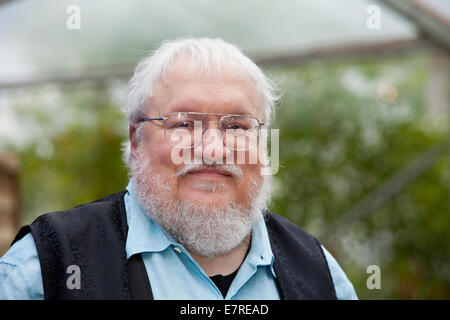 George R.R. Martin, Autor "Game of Thrones", auf dem Edinburgh International Book Festival 2014. Edinburgh, Schottland. Stockfoto