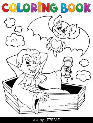 Coloring Book Vampirthema 1 - Bild-Darstellung. Stockfoto