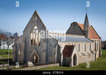 Die dachlose Schelm der königliche Garnison-Kirche in Old Portsmouth. Stockfoto