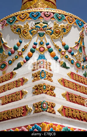 Ost Bhutan, Trashi Yangtse, Kloster, hoch dekorierter Chorten Muster Detauil Stockfoto