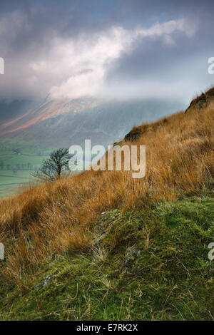 Clearing-Cloud auf der Langdale Pikes, Lake District, Cumbria, UK Stockfoto