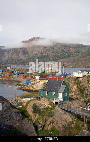 Sisimiut ist das Land der zweitgrößte Stadt (Einw 5250), Grönland, Arktis Stockfoto